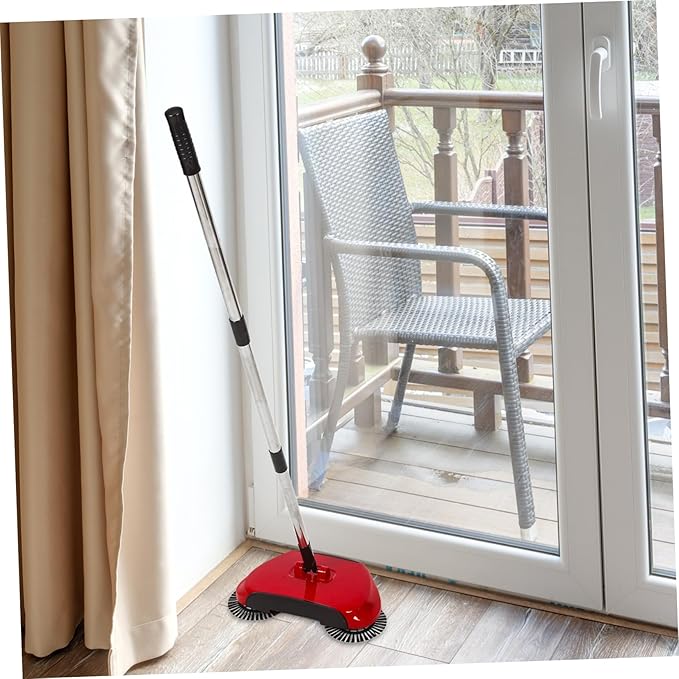 Hand Push Sweeper 360° Rotating Broom Dustpan for Easy Cleaning Random