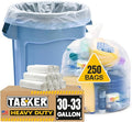 Tasker 30-33 Gallon Clear Trash Bags Heavy Duty (Mega ValuePack 250 Bags) Large Plastic Bags Great for Recycling 30 Gallon - 32 Gallon - 35 Gallon. Clear Large Trash Bags