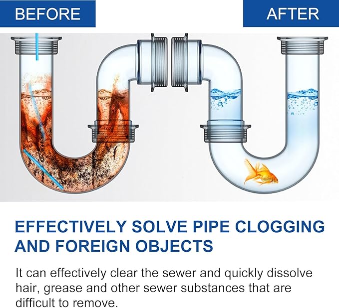 12-Piece Drain Unclogging Powder Set - Kitchen &amp Toilet Cleaner Sewer Blockage Dissolving and Unclogging Agent(2PCS)