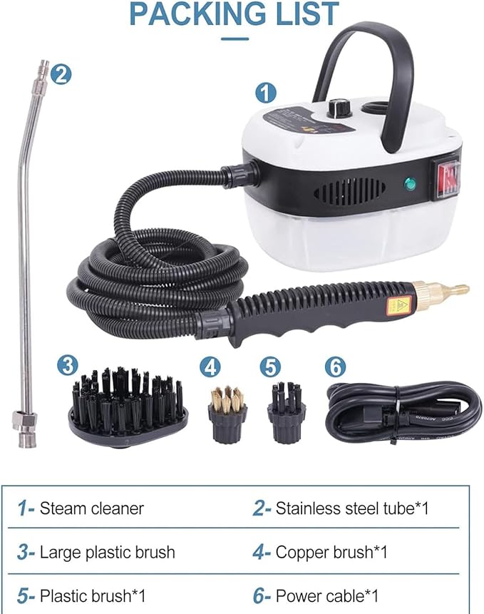 Steam Cleaners 2500W Portable Handheld Steam Cleaner 1000ML High Temperature Pressurized Steam Cleaning Machine with Water Tank for Kitchen Bathroom Car