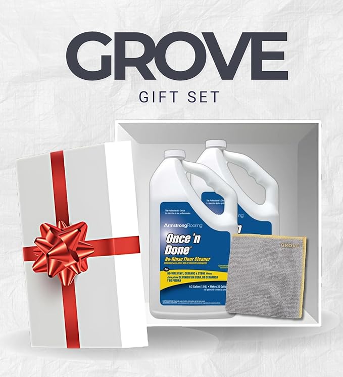 Armstrong Once'N Done Floor Cleaner Liquid 64 oz Bundle with Microfiber Cloth – Multi-Surface Floor Cleaner for Vinyl Laminate Tile and More – Gift Set (3 Items)