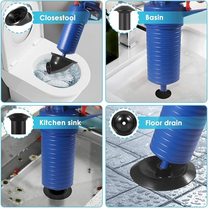 Toilet Plunger Air Drain Blaster Pressure Pump Cleaner High Pressure Plunger Opener Cleaner Pump for Bath Toilets Bathroom Shower Sink Bathtub Kitchen Clogged Pipe
