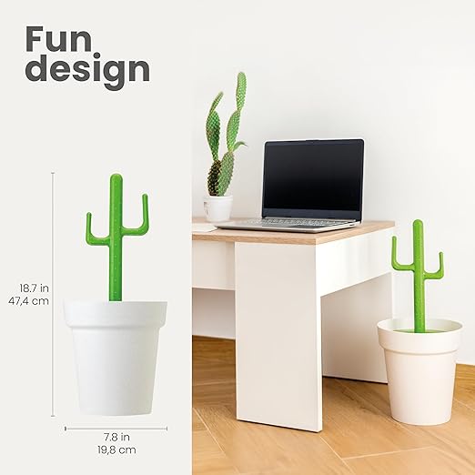 Vigar Cactus Bathroom 3 Liter Trash Bin with Lid Cactus-Shaped Handle and Removable Inner Bin Ideal Bathroom Trash Can and Kitchen Trash Can