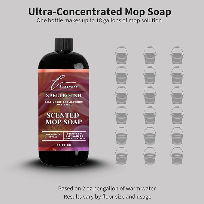 Lapew Spellbound Scented Mop Soap - Luxury Floor Cleaner Concentrate for Mopping Tile Laminate Vinyl &amp Hardwood | Streak-Free Low-Foam | 36 oz