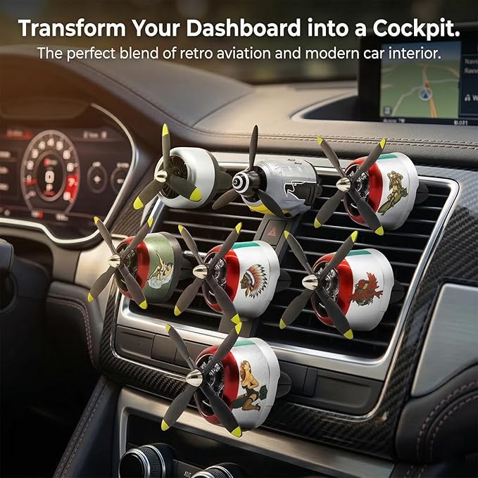 P-40 Warhawk Car Air Freshener with Spinning Propeller - Vent Clip Dashboard Decor for Men Long Lasting Odor Eliminator &amp Aviation Gift (Style-G)