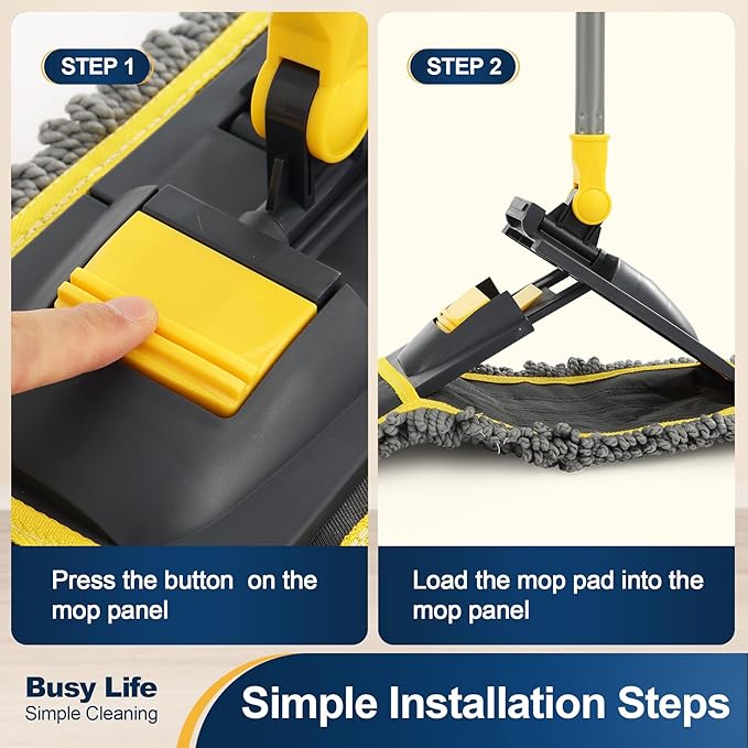 Yocada Dust Mop for Floor Cleaning with 2 Different Mop Pads (in Total) Wet &amp Dry for Hardwood Ceramic Marble Tile Laminate Home Kitchen 51in Long