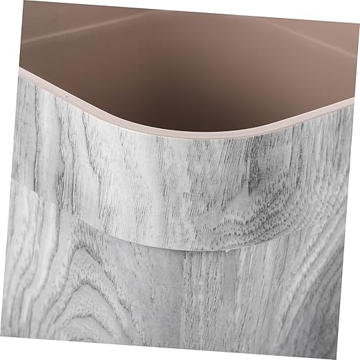 Retro Wood Grain Trash Can PP Construction Wastebasket for Bedroom Kitchen Living Thickened Square Large Garbage Bin with Smooth Surface Decorative and Practical Home Office Hotel