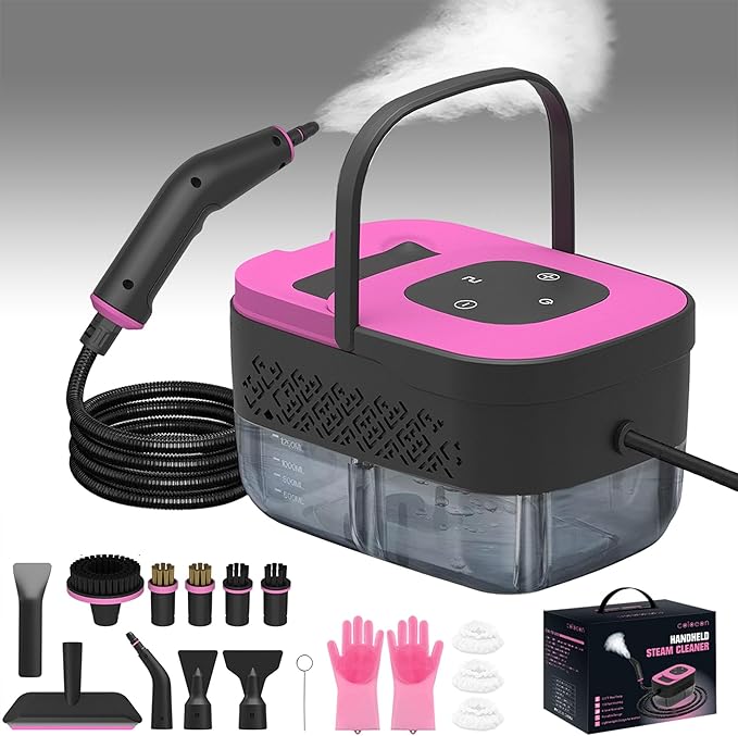 Portable Steam Cleaner for Cleaning with 16pcs Accessories 6-Level Adjustable 15s Heat-Up Handheld Steam Cleaner for Home Tile Grease Dirt Car Detailing Lightweight Design for Women&amp Girls
