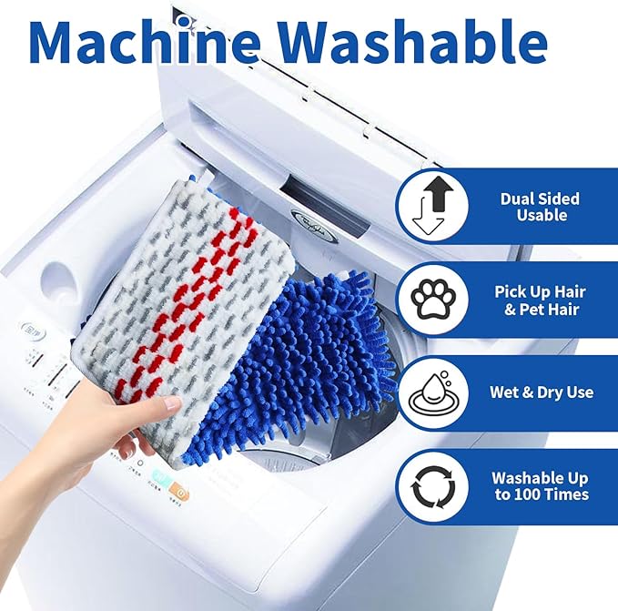 4 Pack Mop Heads Replacements Compatible with O-cedar Dual-Action Flip Mop Chenille + Microfiber Mop Refills for Dry/Wet Use Reusable and Machine Washable Dust Mop Cloths for Hardwood Floor Cleaning