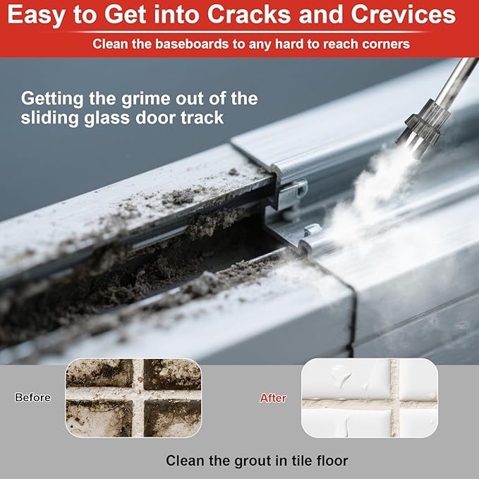 Steam Cleaner for Home Pressurized Handheld Steam Cleaner High-Temperature Steamer for Car Detailing Grout Couch Floor Tile Bathroom Microwave Bed Bugs Windows