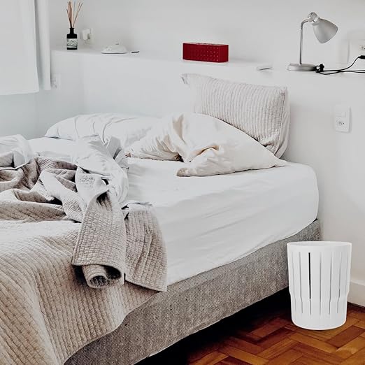 TEHAUX Small Wastebasket Bathroom Trash Can Thickened Nordic Style Open Top Garbage Bin for Home Office Bedroom Compact and Sturdy Paper Basket in White