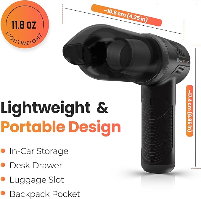 Hedgehog TurboVAC 3 in 1 Portable Car Vacuum Cleaner Blower &amp Air Pump - Hand Held Vacuum Cleaner for Car with USB C Rechargeable 14000PA Powerful Suction Lightweight Dust Buster for Home &amp