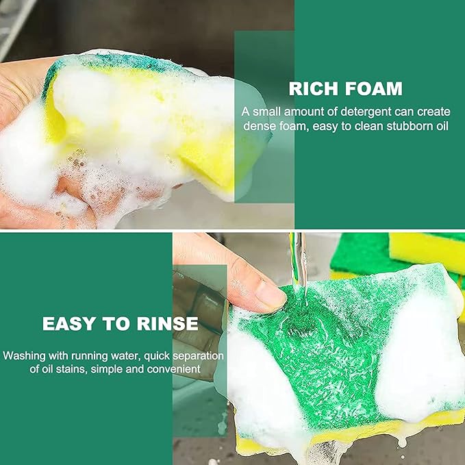 Individually Wrapped Sponges Kitchen Dishwashing Sponge Bulk Non Scratch Dishes Scouring Pad Dishcloth Odor-Free Sponge Wipes for Household Cleaning Dishes Travel Apartments (40 Pack)