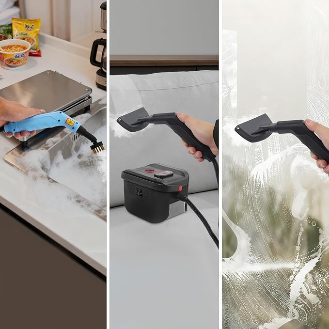 1500w Handheld Steam Cleaner 4.5 Bar Steam Cleaner W/6.56ft Hose +4 Brush3 Levels Steam Output &amp Electronic Digital Display For Home FurnitureBathroomCar Detailing. (Sky Blue)