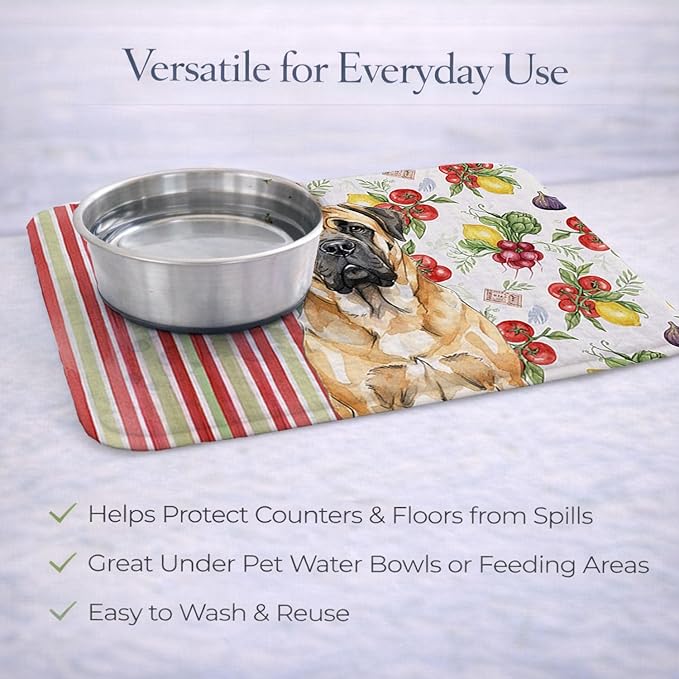 Caroline's Treasures Fawn Mastiff Vegetables Dish Drying Mat Absorbent Dish Drying Mat Pad for Kitchen Counter Dish Drainer Mat for Countertop 14 x 21 Multicolor