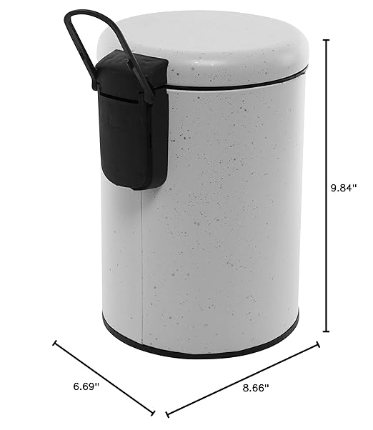 Elle Décor Speckled Design 3 Liter Step Bin with Lid Trash Can Wastebasket Good for Home Office Bathroom