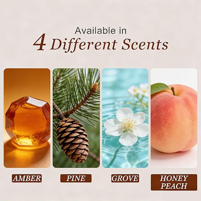Car Air Freshener Wood Air Freshener Car Odor Eliminator for Visor Clip Variety Pack- CLIP INCLUDED (Amber-Grove-Pine-Honey Peach)