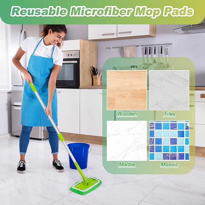 32 Pcs Reusable Mop Pads Microfiber Washable Wet Pads Compatible with Swiffer Refill Dry Sweeping Cloths for Surface Hardwood Floor Household Cleaning Mop is Not Included(Green)