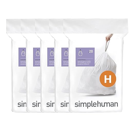 Plasticplace Custom Fit Trash Bags Simplehuman Code H Compatible Tinted Blue Drawstring Garbage Liners 8-9 Gallon 30-35 Liter 18.5 x 28 &amp simplehuman Code H Custom Fit Drawstring Trash Bags
