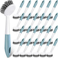 Patelai 48 Pack Kitchen Scrub Dish Brush with Long Handle Dish Scrubber with Stiff Bristles Scrub Brushes for Kitchen Dishes Washing Tools Pots Pans and Sink Cleaning (Celadon)