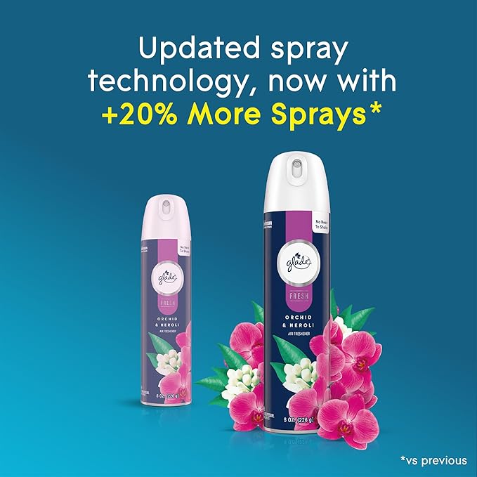 Glade Air Freshener Room Spray Orchid &amp Neroli Scent Odor Fighting to Deliver Long Lasting Freshness 8 Oz 6 Count
