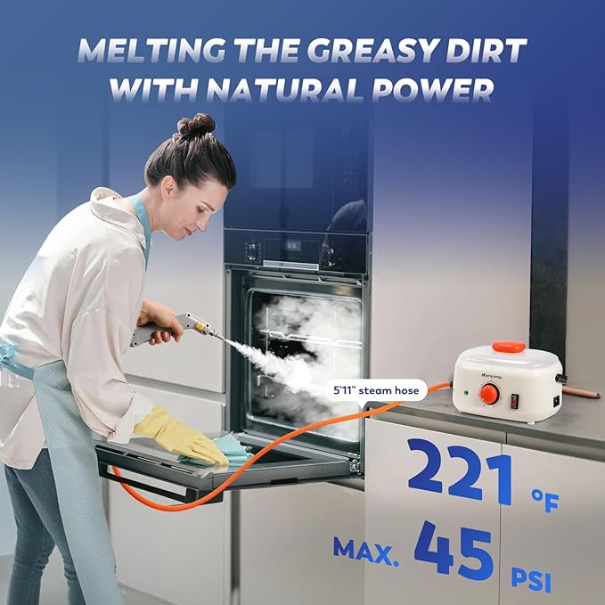 Moongiantgo Steam Cleaner Handheld Steamer for Cleaning Portable Pressurized Cleaning Machine for Car Detailing Grout Tile Upholstery Home Use Kitchen Bathroom with 1500ML Water Tank (Beige-Orange)