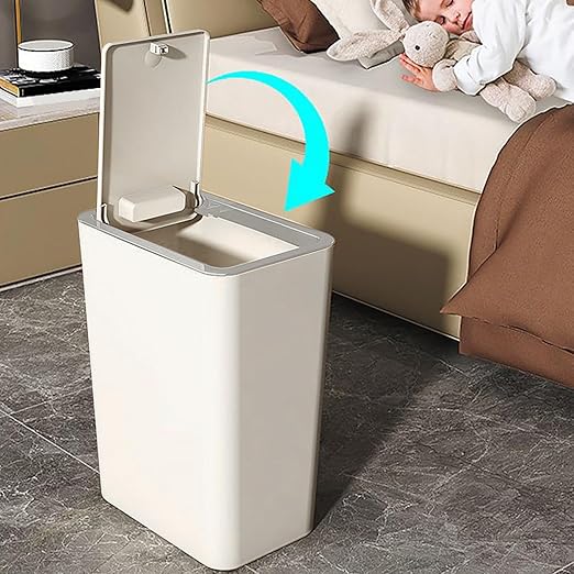 Trash Can with Lid - Wastebasket Dustbin | Wastebasket Compact 10L Dustbin for Dorm Corner Bedroom Indoor Sink Home Bathroom Toilet Workplace