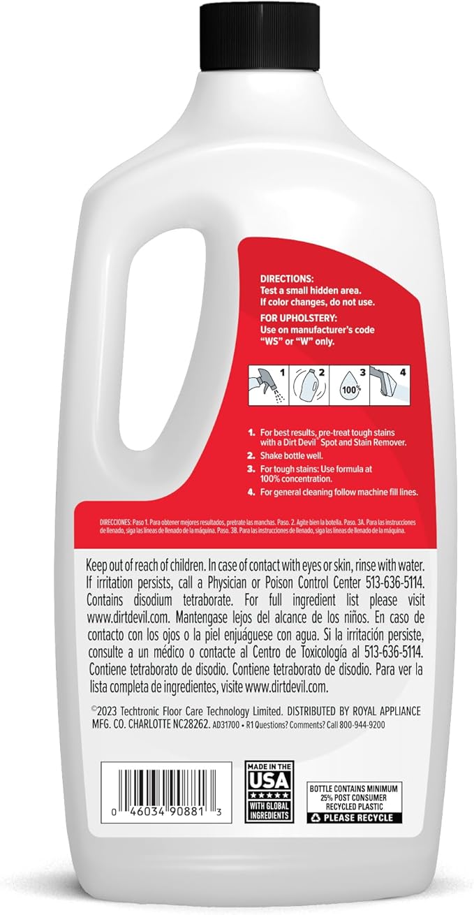 Dirt Devil Pet Portable Spot Cleaner Solution32 oz.Fresh Blossom ScentUpholstery and Carpet Shampoo SolutionEliminates Pet Messes and OdorsPair Portable Spot Cleaners(Pack of 2)