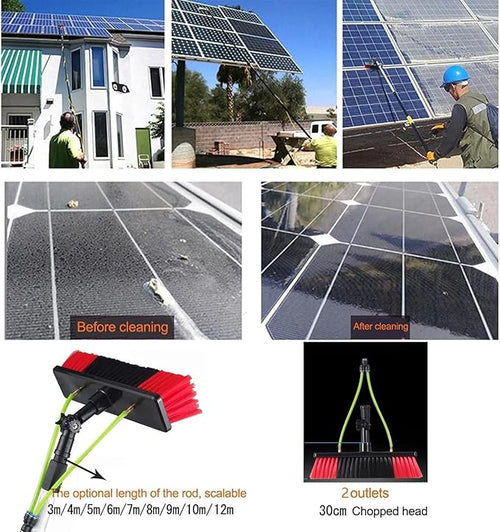 12m Window Cleaning Pole Kit - Water Fed Pole with 30cm Brush Head for Efficient Solar Panel &amp Window Cleaning Perfect for Home &amp Professional Use