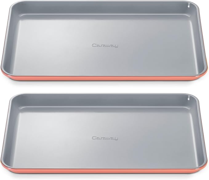 Caraway Non-Stick Ceramic Medium Baking Sheet - Naturally Slick Ceramic Coating - Non-Toxic PTFE &amp PFOA Free - Perfect for Baking Roasting and More - Medium (15 x 10) - Perracotta