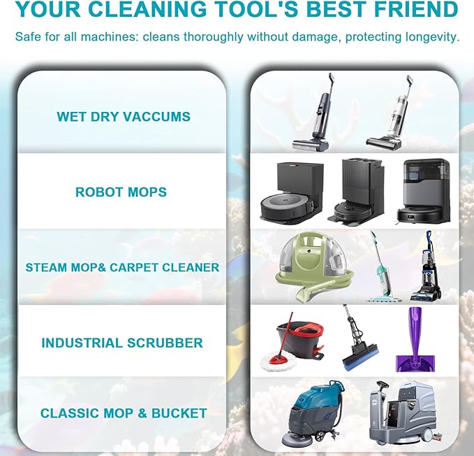 200X Concentrated Floor Cleaning Solution for All Robot Vacuum and Mop Wet Dry Vacuums Compatible with Eufy Roborock Roomba Tineco Bissell Shark 29.76 fl oz Makes 47 Gallon Cleaner(Ocean Scent)