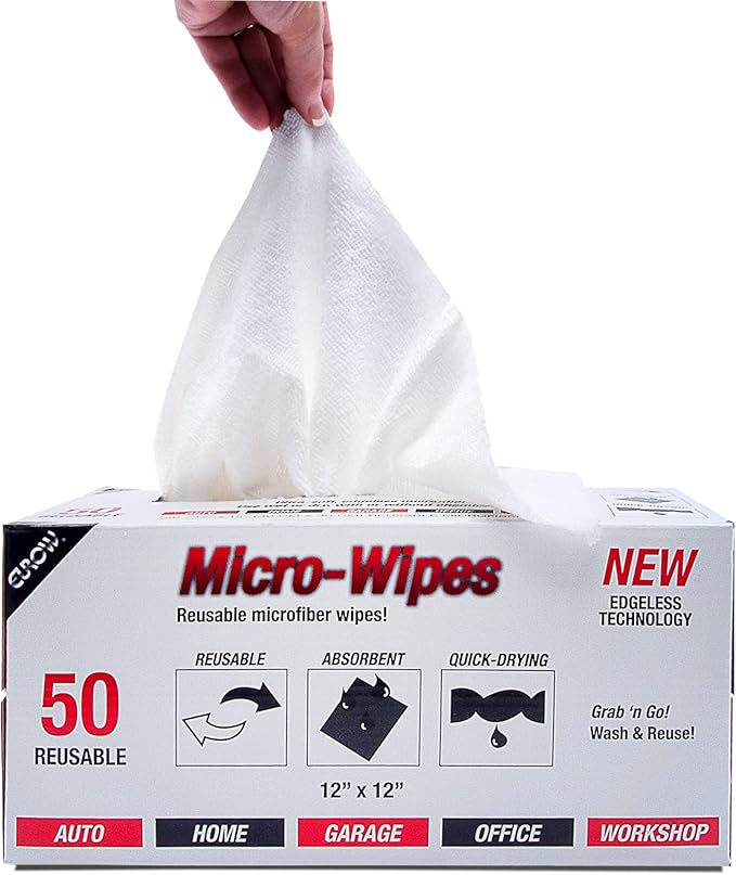 Eurow 200GSM Microfiber Cleaning and Drying Cloths with Dispenser Box Reusable Streak-Free Scratch-Free Ultra Absorbent Edgeless for All Surface Types 12x12in 100-Pack White