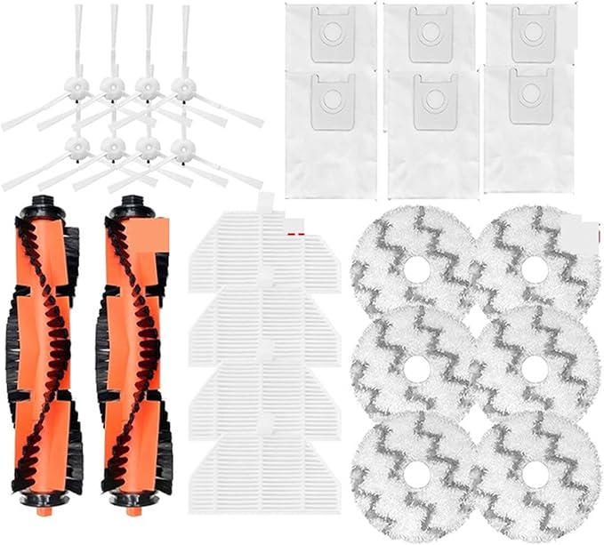 BeNtli Smart Vacuum Cleaner Spare PartsMain BrushHepa FilterDust BagSide BrushMop ClothCompatible for Roidmi Eva (Color : As Shown-26)
