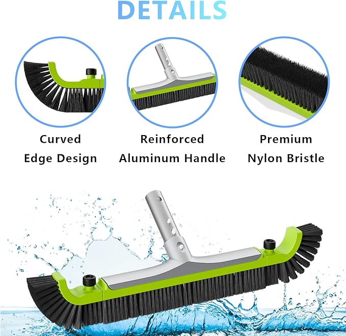 Sepetrel 20” Pool Brush Head for Cleaning WallsHeavy Duty Inground/Above Ground Swimming Pool Scrub Brushes with Premium Strong Bristle &amp Reinforced Aluminium Back