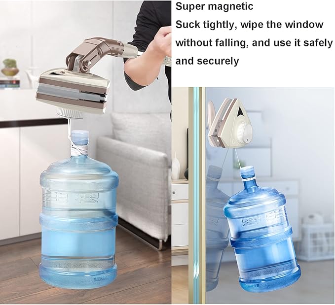 Magnetic Window Cleaner Double-Side Magnetic Glass Cleaner 5-28mm for Glass Window Doors Car Window Cleaner Adjustable Magnetic The Glider with Retractable Detachable Rod