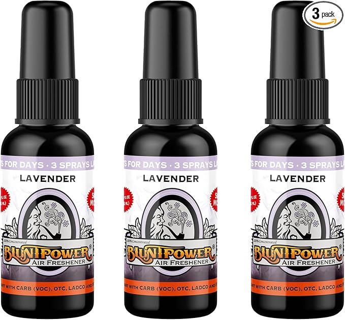 BluntPower Lavender Concentrated Car Air Freshener - Premium Oil Based Air Freshener Spray For Home and Car - Long-Lasting Bathroom Spray Freshener &amp Odor Eliminator Spray 3 Packs