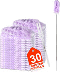 ITTAR 30 Count Duster Refill kit Duster for Cleaning with Extension Pole Microfiber Dust Remove Supplies Fan Feather Dusters for Cleaning Ceiling Fan Blinds Furniture Vent &amp Shelves-Purple