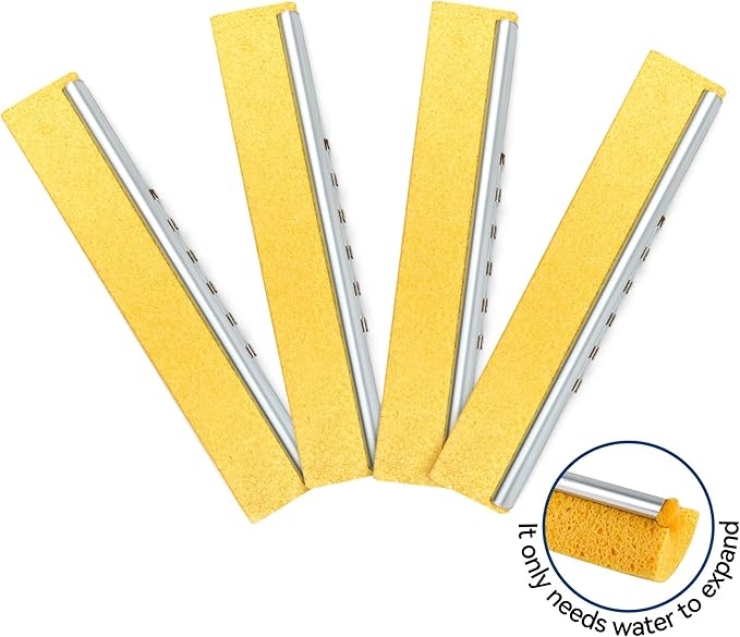 4 Pack of Replaceable Compressed Cellulose Sponge Mop HeadsSize:12.8 Inch(only 4 mop Heads not Include Handle)