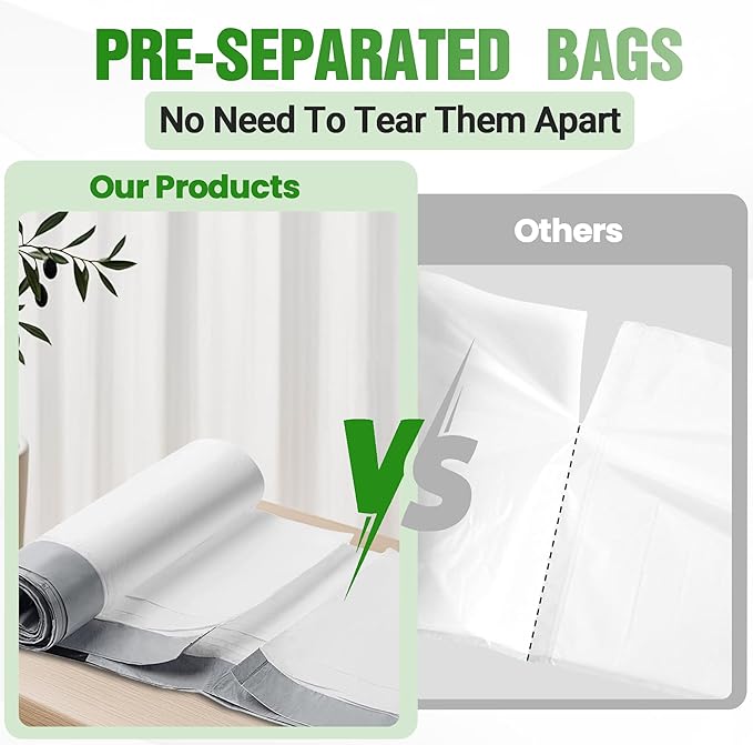 1.6 Gallon Code C 200 Count Heavy Duty Trash Bags Perfect Fit 10-12 Liter with Reinforced Drawstring Compatible with simpleman Code C White Garbage Liners Leak-Proof &amp Tear Resistant