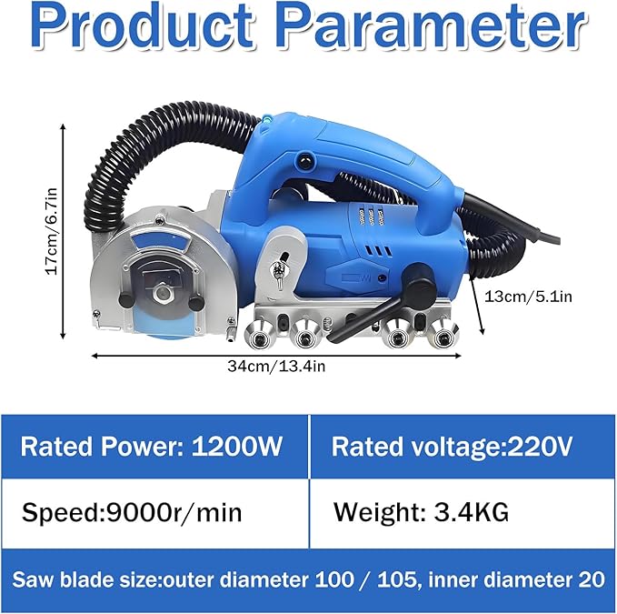 1200W 9000RPM Electric Grout Removal Machine with Diamond Blade &amp Automatic Rebound for Efficient Tile Regrouting Ceramic Tile Repair and Cement Removal Sawblade*1