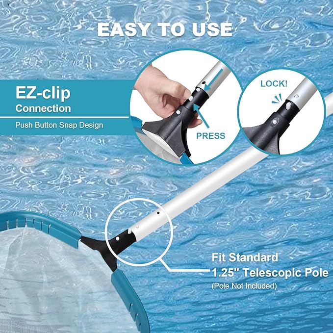 17.5 Heavy Duty Ultra Fine Mesh Pool Pollen &amp Sand Skimmer Rake Aluminum Frame Deep Nylon Net Pool Net for Above Ground &amp In-ground Swimming Pools (No Pole)