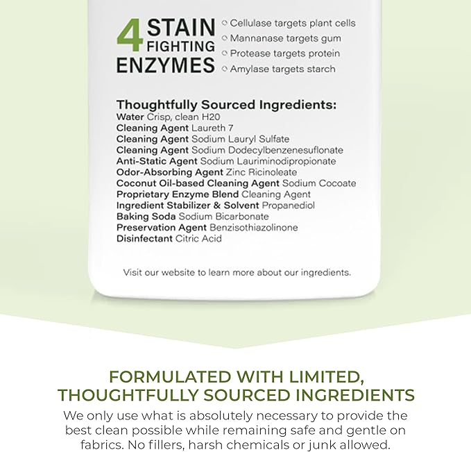 Athletic Sport Active wear Laundry Detergent | 4x Powerful Plant-Based Formula with Cleaning Enzymes for Sport Wash | Fragrance Free Natural Odor &amp Stain Remover