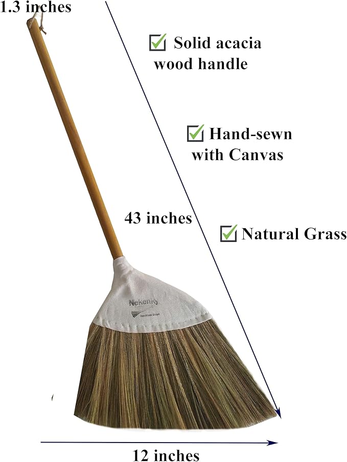 Traditional Vietnamese Handmade Broom Durable Perfect for Home use or as a Unique Wedding Gift 42 inches Long.