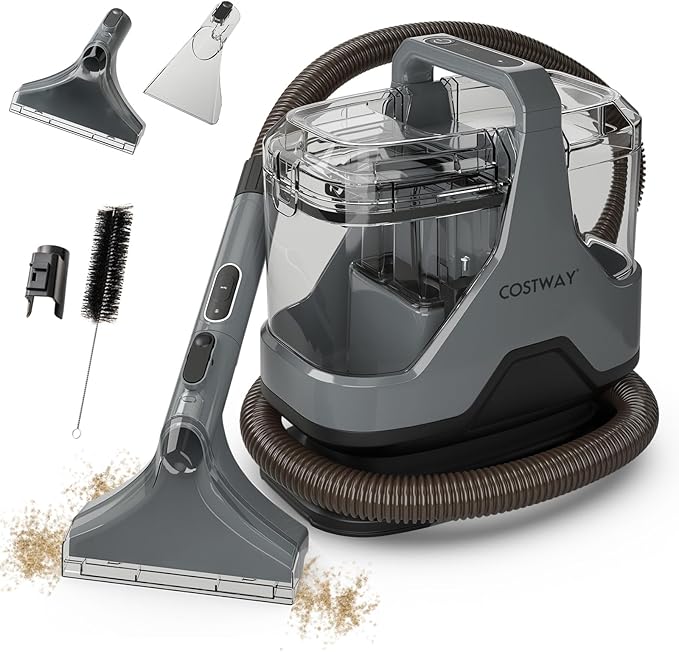 COSTWAY Upholstery Cleaner Machine Portable Spot Cleaner with 15Kpa Powerful Suction 600W Cleaning Machine with Versatile Attachments for Couch Stairs Carpet Pet Messes
