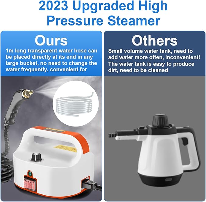 2500W Handheld Steam Cleaner High-Temperature Pressurized Steam Cleaner Grout Steam Cleaner High Heat Steamer for Cleaning Couch Floor Tile Bathroom Microwave Mattress Bed Bugs Windows