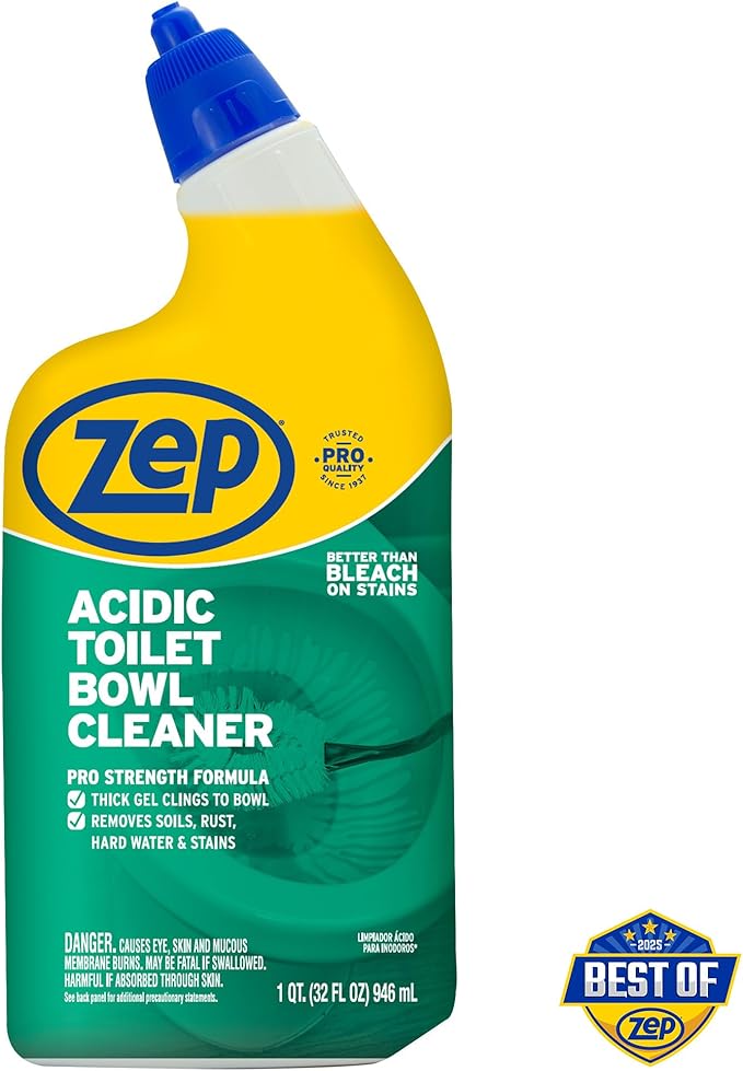 Zep Acidic Toilet Bowl Cleaner - 32 oz (Case of 4) - ZUATBC324 - Experience the Ultimate Cleaning Power with Our 2x Thicker Clinging Formula Designed to Deliver a Professional-Quality Clean