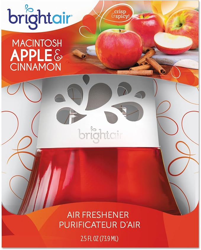 BRIGHT Air 900022CT Scented Oil Air Freshener Macintosh Apple and Cinnamon Red 2.5oz 6/Carton