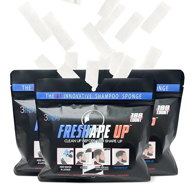 Freshape Shampoo Infused Hairline and Beard Wipes– Disposable Shampoo Wipes for Barbers – Quick Use Hairline Wipe for Prepping Shape-Ups &amp Lineups for Barbers Stylists and Braiders (Pack Of 3)