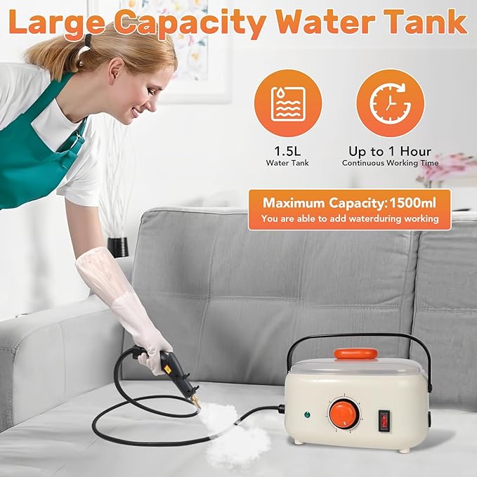Steam CleanerHandheld Steam Cleaner1500ml High Pressure Steam Cleaner High Pressure Steamer for Cleaning for Home for Furniturefor Upholstery Car Kitchen CarpetsGrout and Tile (Orange)