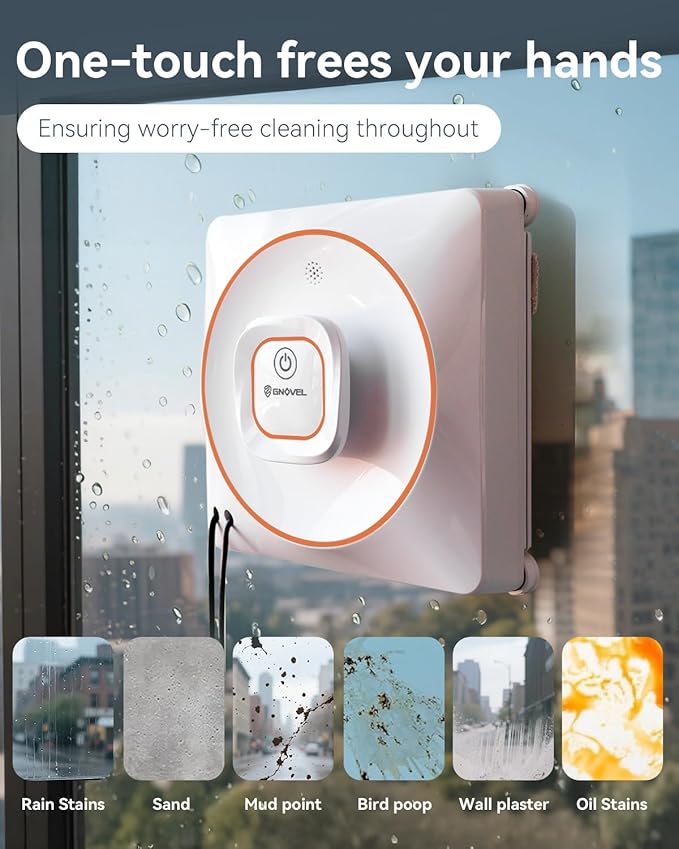 Window Cleaning Robot 8000Pa Suction Robot Window Cleaner 4 Cleaning Modes with Intelligent Path Planning 15-Stage Anti-Fall System Remote Control for Glass Windows Mirrors Tiles
